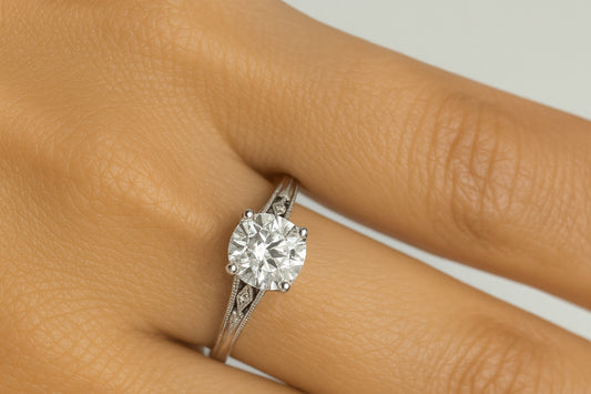 Vintage Art Deco 14K White Gold Diamond Engagement Ring – Transitional Cut .71ct, Near Colorless VVS