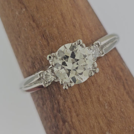 Vintage Platinum Engagement Ring 0.86ct Old European Cut Diamond Fishtail Setting Sz 6.75