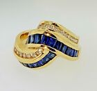 RJM 14K Yellow Gold 4.70ctw Baguette Sapphire Diamond Channel Knot Band Ring