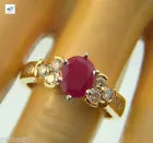 Beautiful Natural RUBY Baguette and Round Diamond Ring 14K Yellow Gold