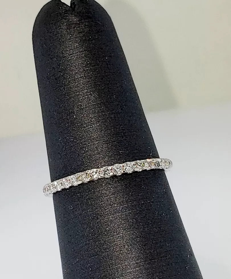 Have one to sell? Sell now 14k White Gold ROUND DIAMOND Wedding Stack Anniversary Ring Band Size 5