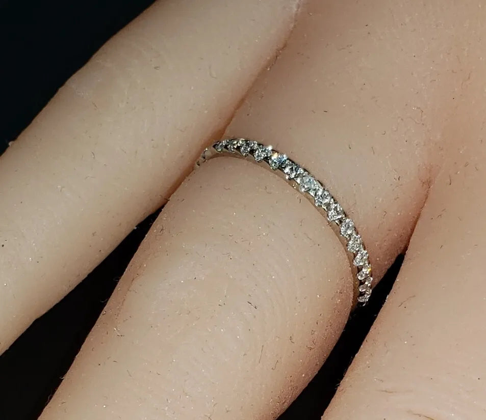 Have one to sell? Sell now 14k White Gold ROUND DIAMOND Wedding Stack Anniversary Ring Band Size 5