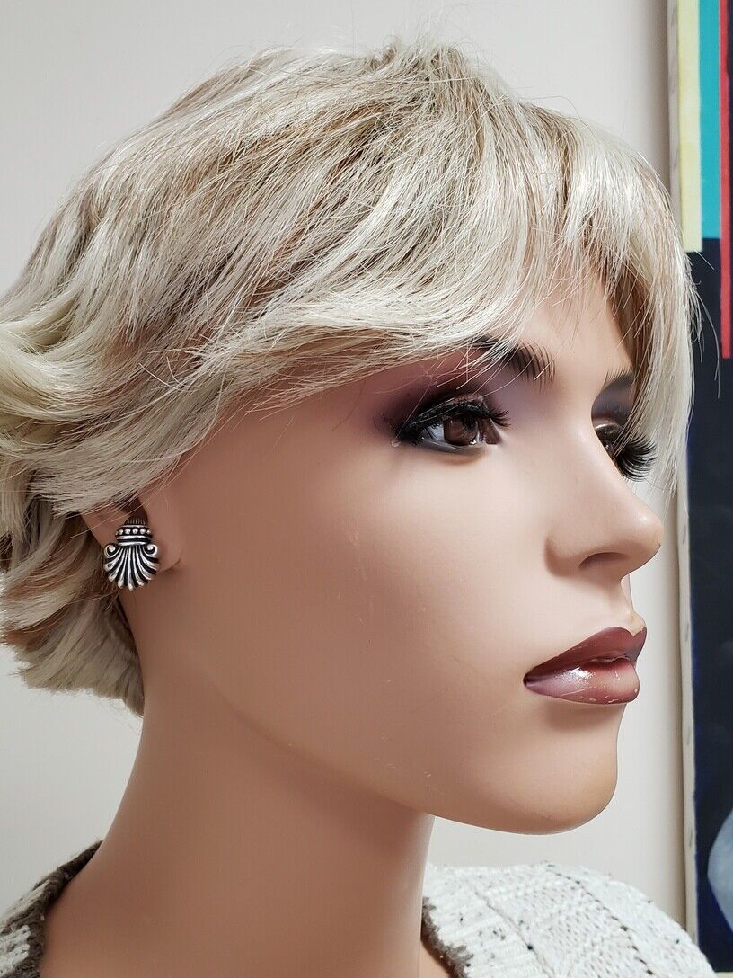 Vintage KABANA Sterling Silver Stud Earrings Fleur Des Lis
