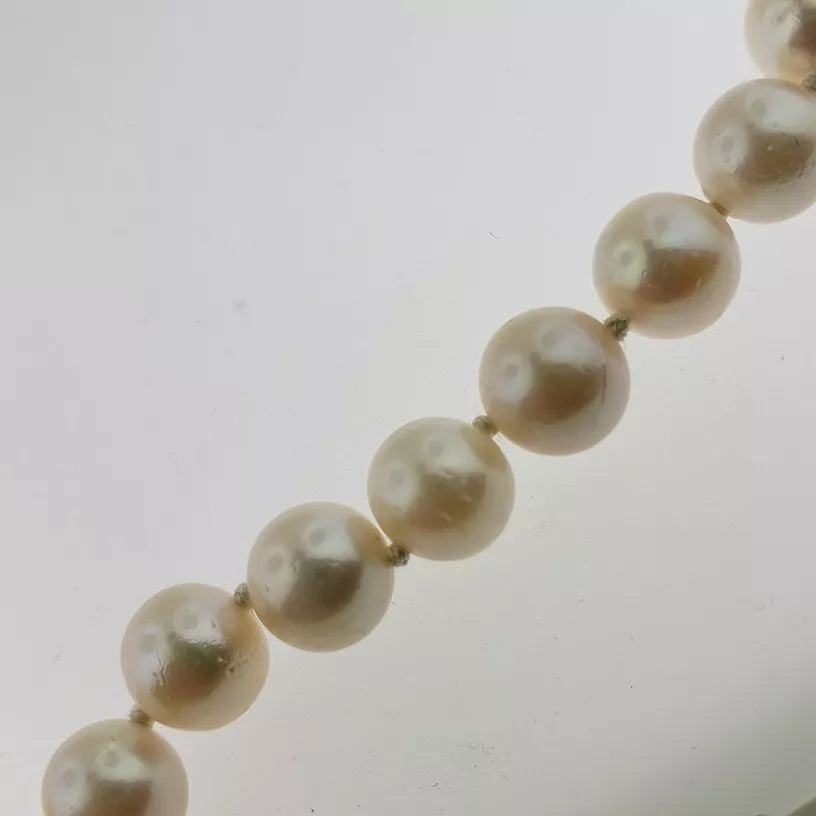 VINTAGE CULTURED 7 mm PEARL NECKLACE W/ 14K SOLID YELLOW GOLD CLASP