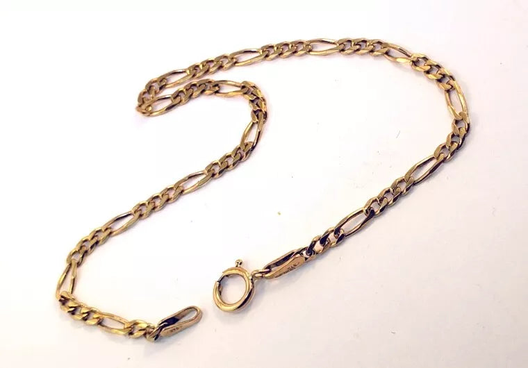 Vintage 9ct 9k Yellow Gold Figaro Link Bracelet 7.25 in 1.8 Grams England