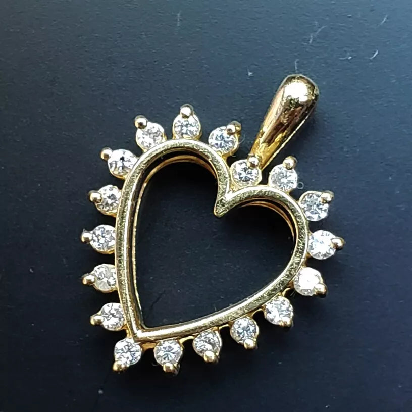 Natural Round Diamond Classic Heart Pendant 1/2ctw Solid 14k Yellow Gold