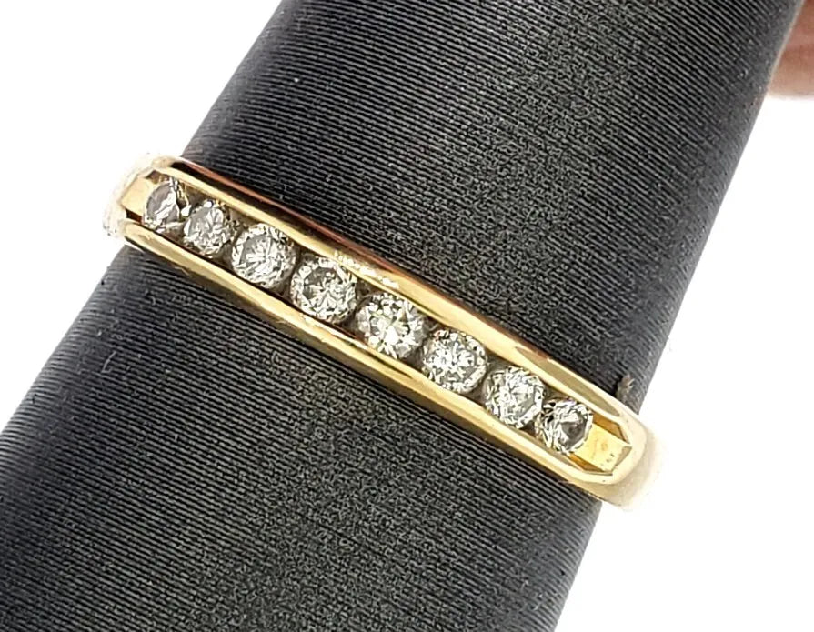 14K Y GOLD CHANNEL SET 1/4 CT DIAMOND WEDDING ANNIVERSARY BAND RING SIZE 7