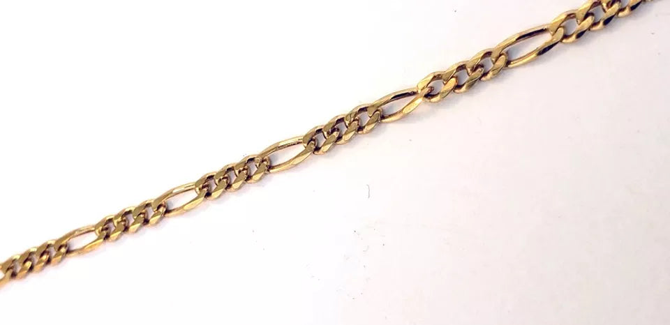 Vintage 9ct 9k Yellow Gold Figaro Link Bracelet 7.25 in 1.8 Grams England