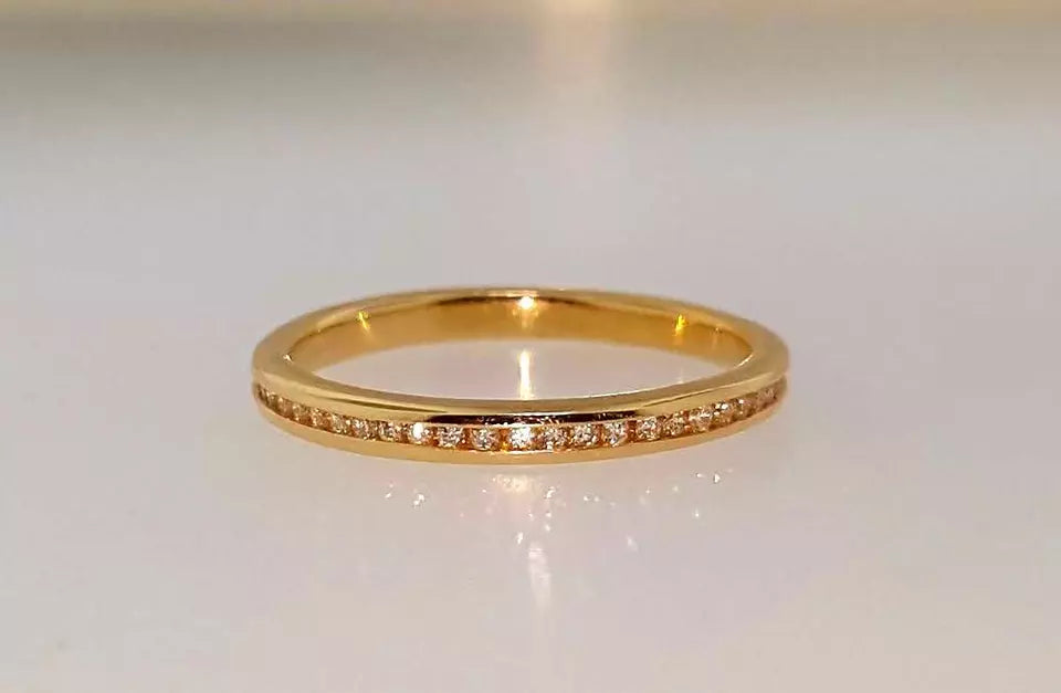 Have one to sell? Sell now 14k Yellow Gold ROUND DIAMOND Wedding Stack Anniversary Eternity Ring Band size 5.75