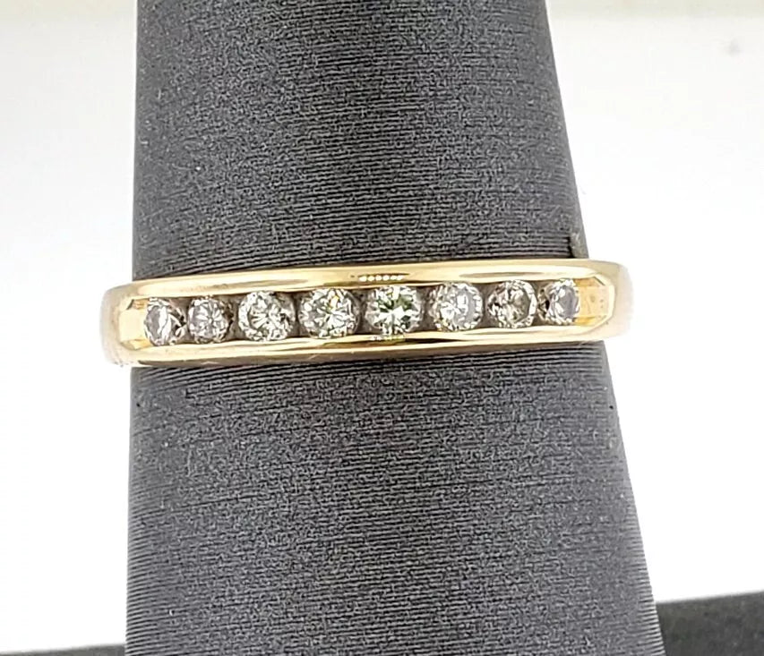 14K Y GOLD CHANNEL SET 1/4 CT DIAMOND WEDDING ANNIVERSARY BAND RING SIZE 7
